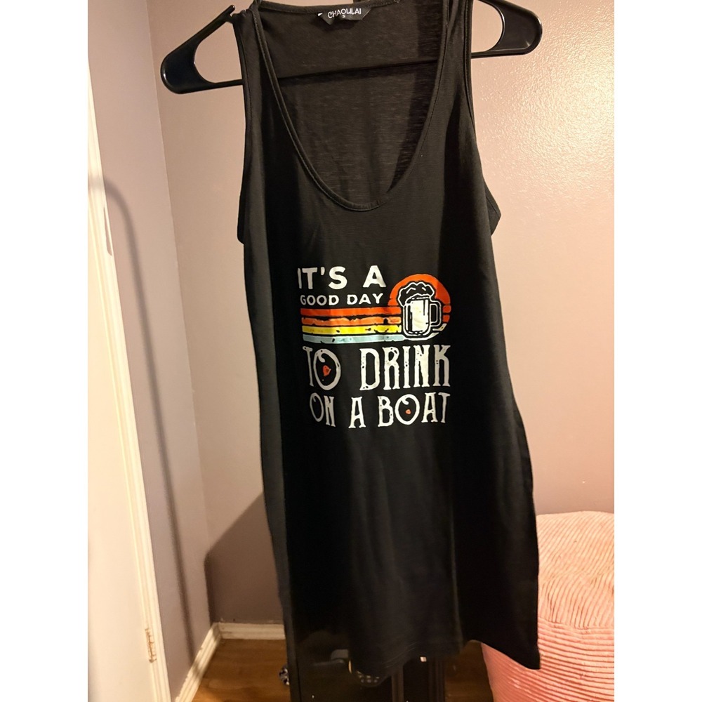 Chaolilai Beachy Tank Top, Black, Sz S